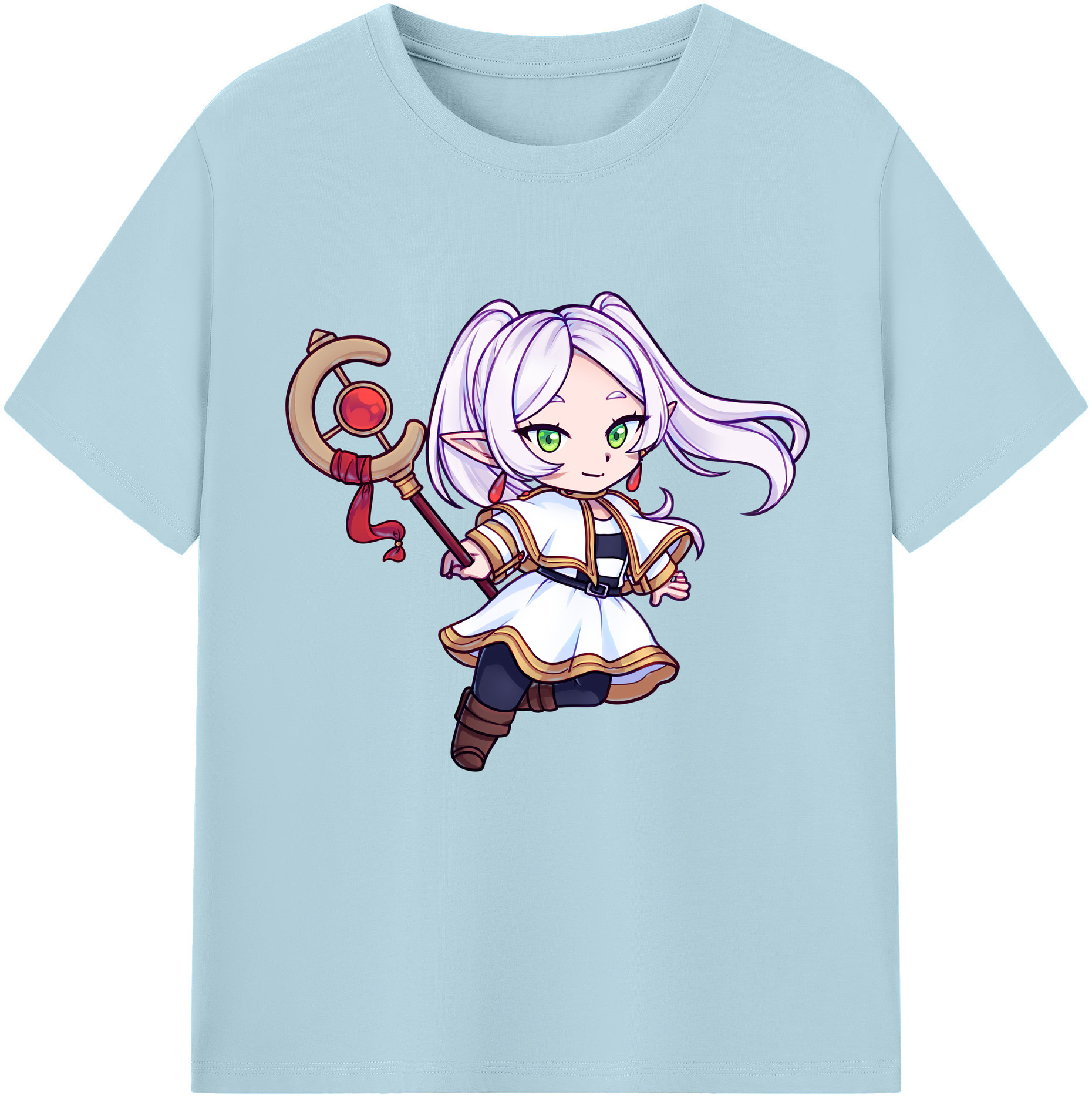 （画像用） 葬送のフリーレン Frieren 綿100％半袖Tシャツ（フロントプリント）